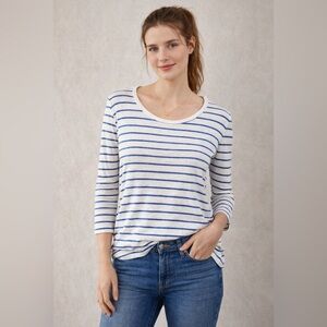 Madewell women striped texture tee 3/4 sleeve NWT